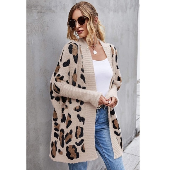 MISS SPARKLING Sweaters - Leopard Knit Cardigan